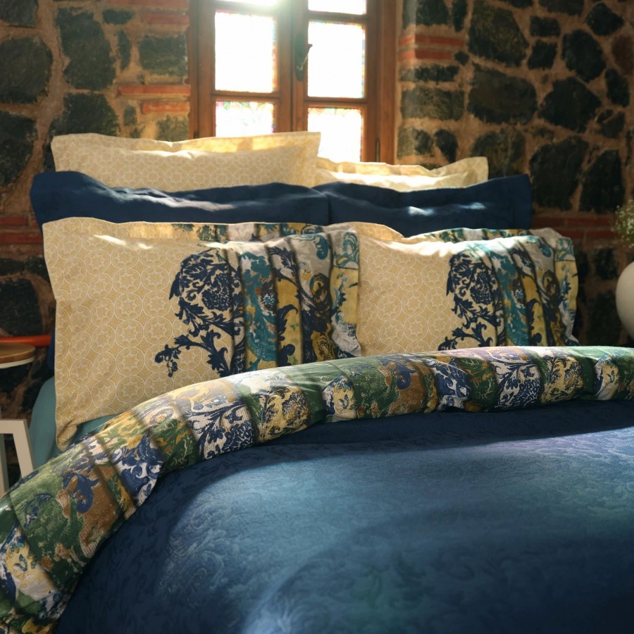 Набор постельное белье с покрывалом Karaca Home - Ornella indigo