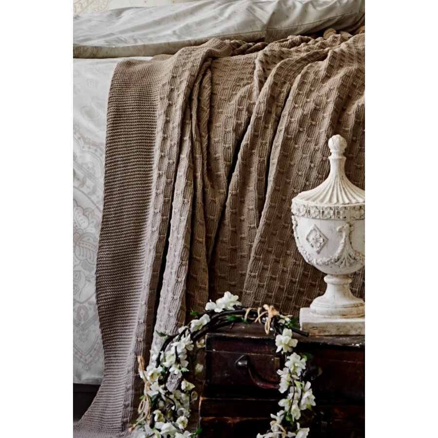Набор постельное белье с пледом Karaca Home - Desire bej
