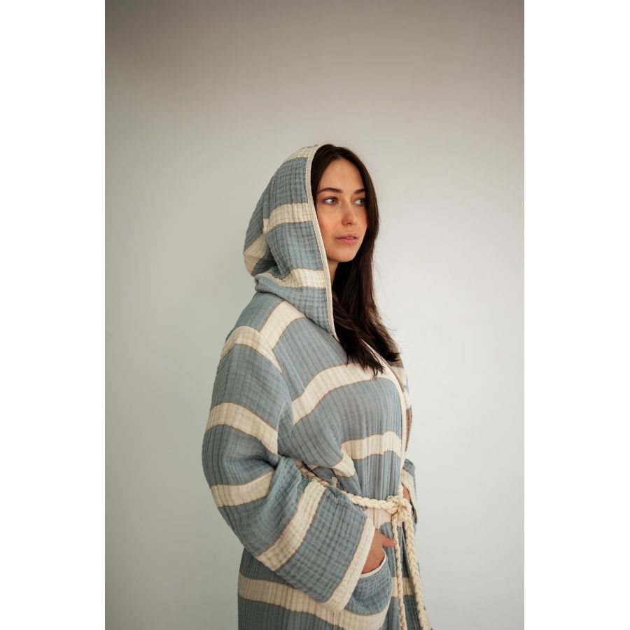 Халат муслин Lotus - Milana muslin lead blue-khaki