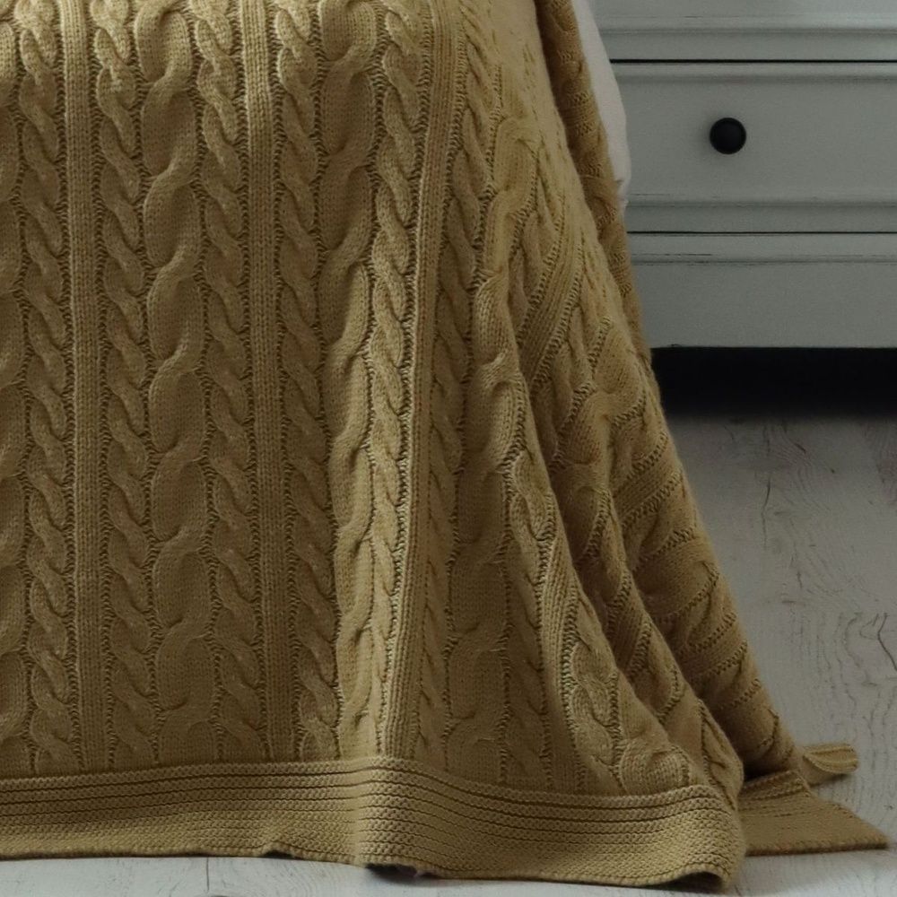 В'язаний плед-покривало LA MODNO Genova Natural Mustard