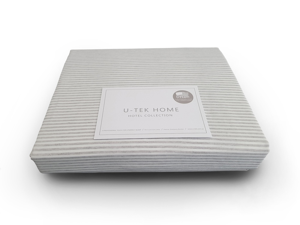Простынь на резинке U-TEK Hotel Collection Cotton Stripe Grey 10
