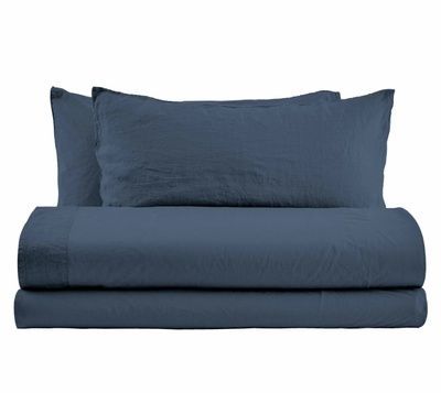 Італійська постільна білизна льон Biancoperla Niagara Blue Denim