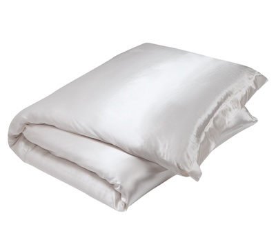 Шелковое постельное белье с простыней на резинке Gingerlily Plain White