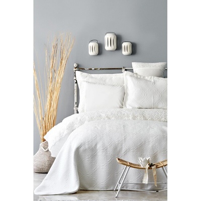 Набор постельное белье с покрывалом Karaca Home - Monomia ekru