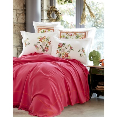 Летнее постельное белье пике jacquard Karaca Home Siena fusya