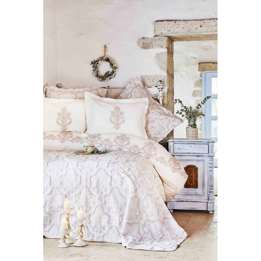 Набор постельное белье с покрывалом Karaca Home - Matteo bej