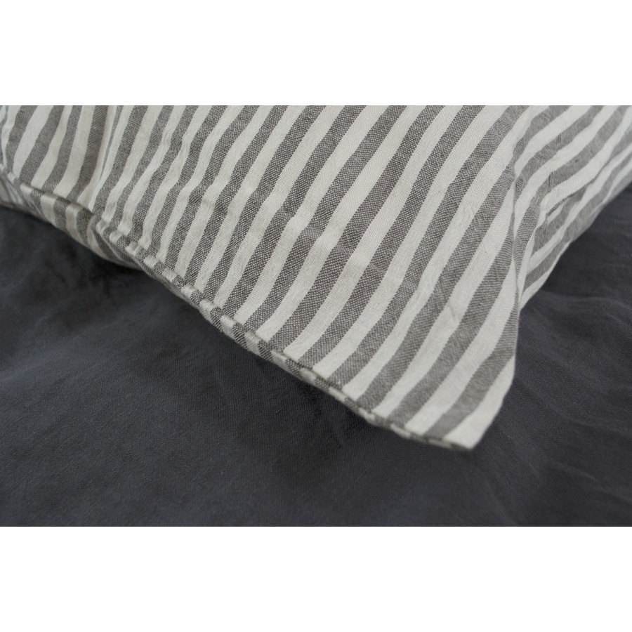 Постельное белье лен Lotus Home - Karlin stripe linen антрацит