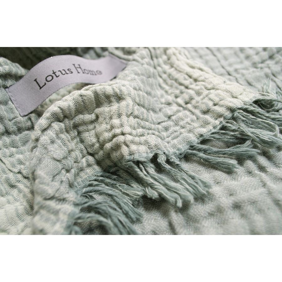 Пике покрывало-плед муслин Lotus Home - Danny muslin botanic-sage green