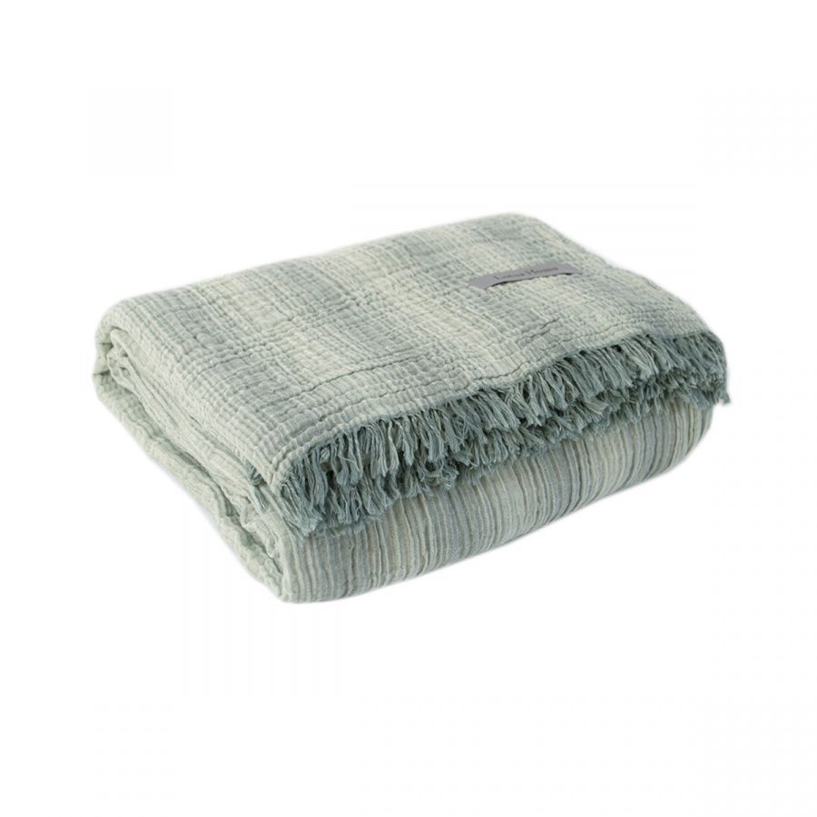Пике покрывало-плед муслин Lotus Home - Danny muslin botanic-sage green