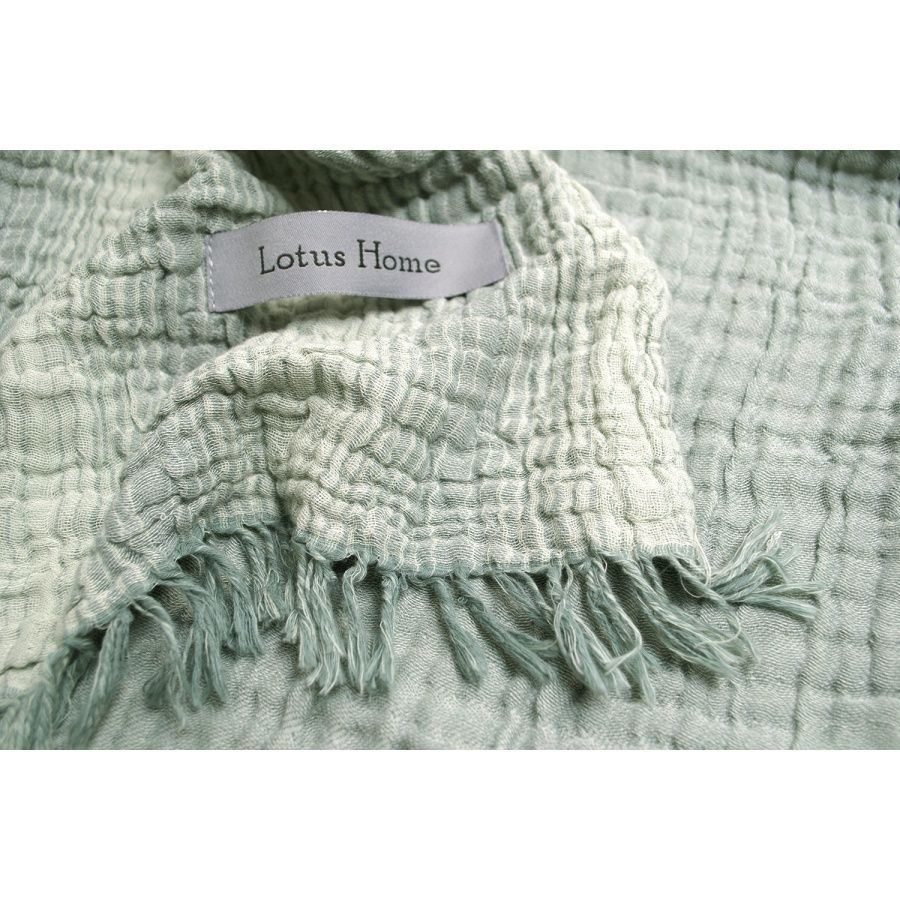 Пике покрывало-плед муслин Lotus Home - Danny muslin botanic-sage green