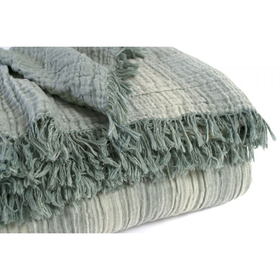 Пике покрывало-плед муслин Lotus Home - Danny muslin botanic-sage green