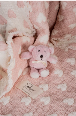 Постільна білизна з покривалом-муслін Saheser Baby Pique Set Unicorn Pudra