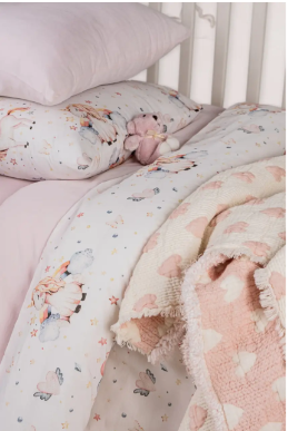 Постільна білизна з покривалом-муслін Saheser Baby Pique Set Unicorn Pudra
