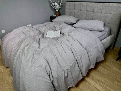 Простирадло на резинці варена бавовна Комфорт Текстиль Rock Gray, Washed Cotton W1351