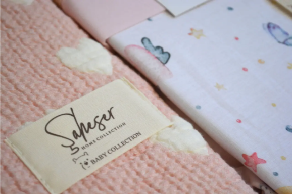 Постільна білизна з покривалом-муслін Saheser Baby Pique Set Unicorn Pudra
