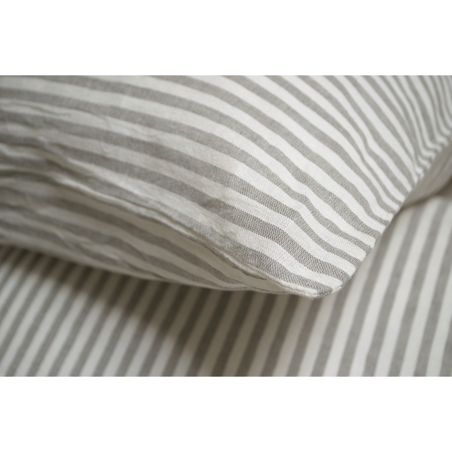 Постельное белье лен Lotus Home - Karlin stripe linen хаки