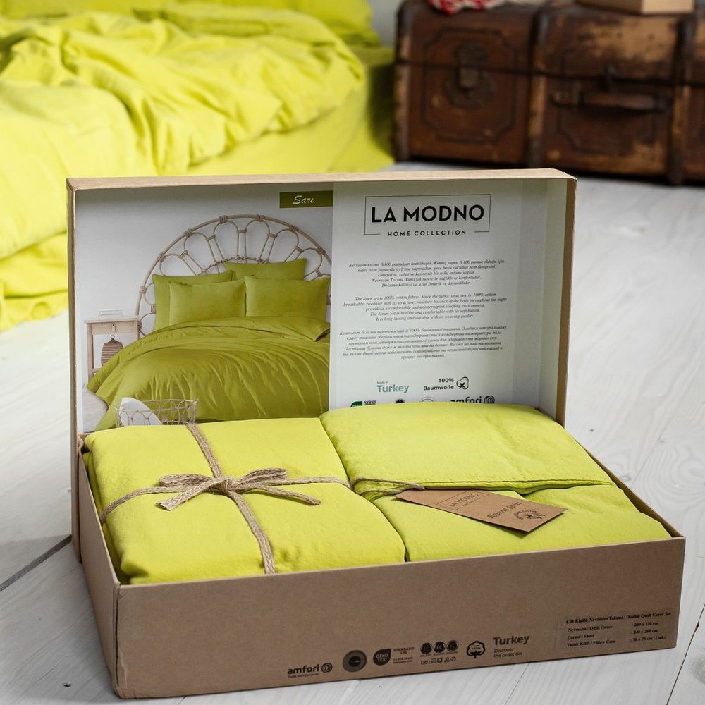 Постельное белье вареный хлопок LA MODNO STONEWASHED LIME