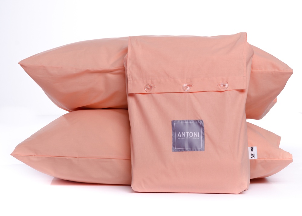 Комплект постельного белья Antoni Ранфорс Premium Бязь Розовый персик Евро 200х220
