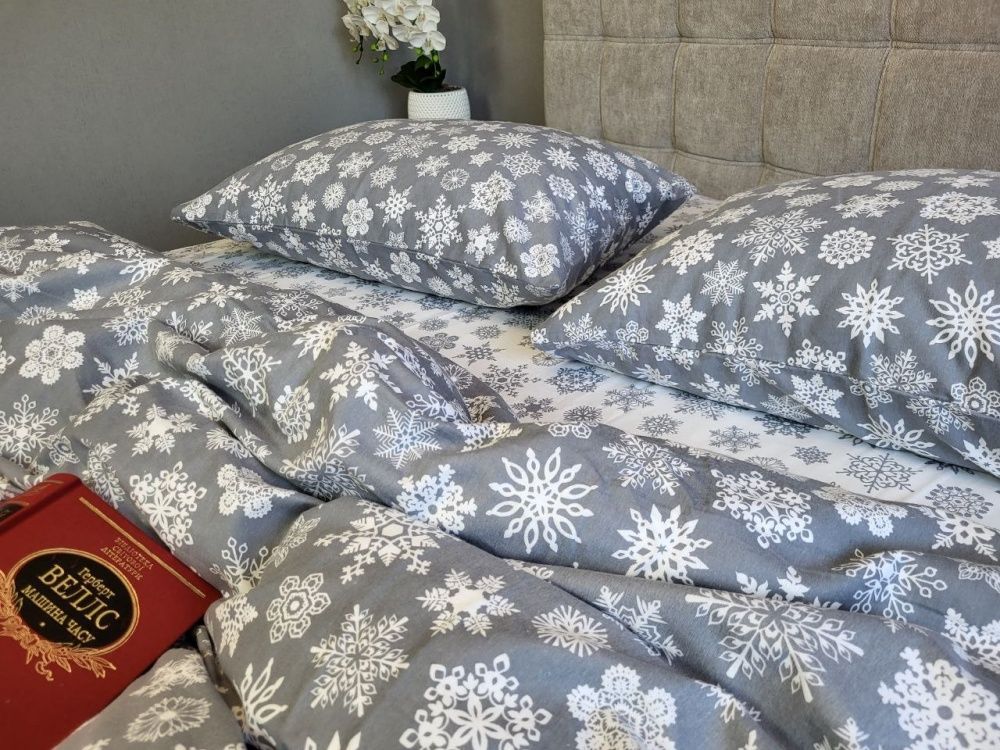 Постільна білизна фланель Комфорт текстиль Сніжинки, Turkish flannel