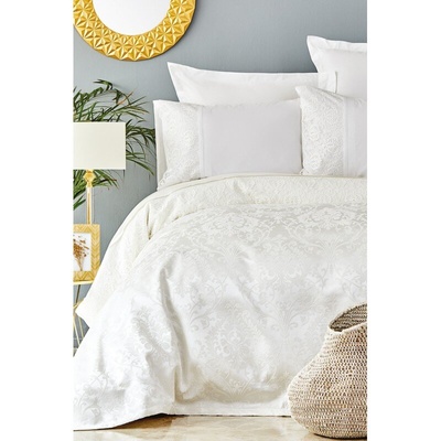 Набор постельное белье с покрывалом пике Karaca Home - Janset ekru
