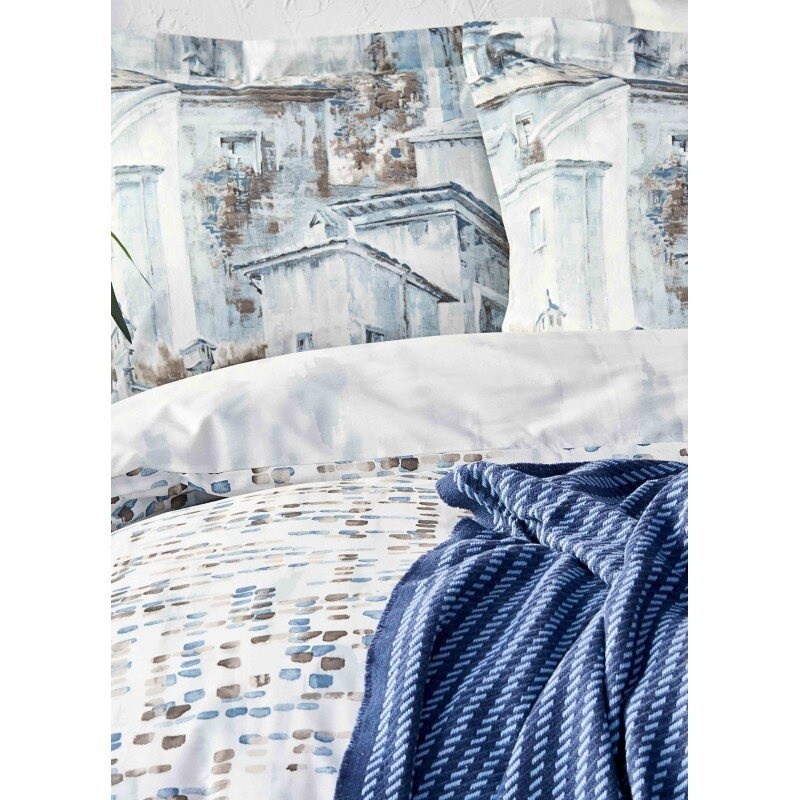 Набор постельное белье с пледом Karaca Home - Vella mavi
