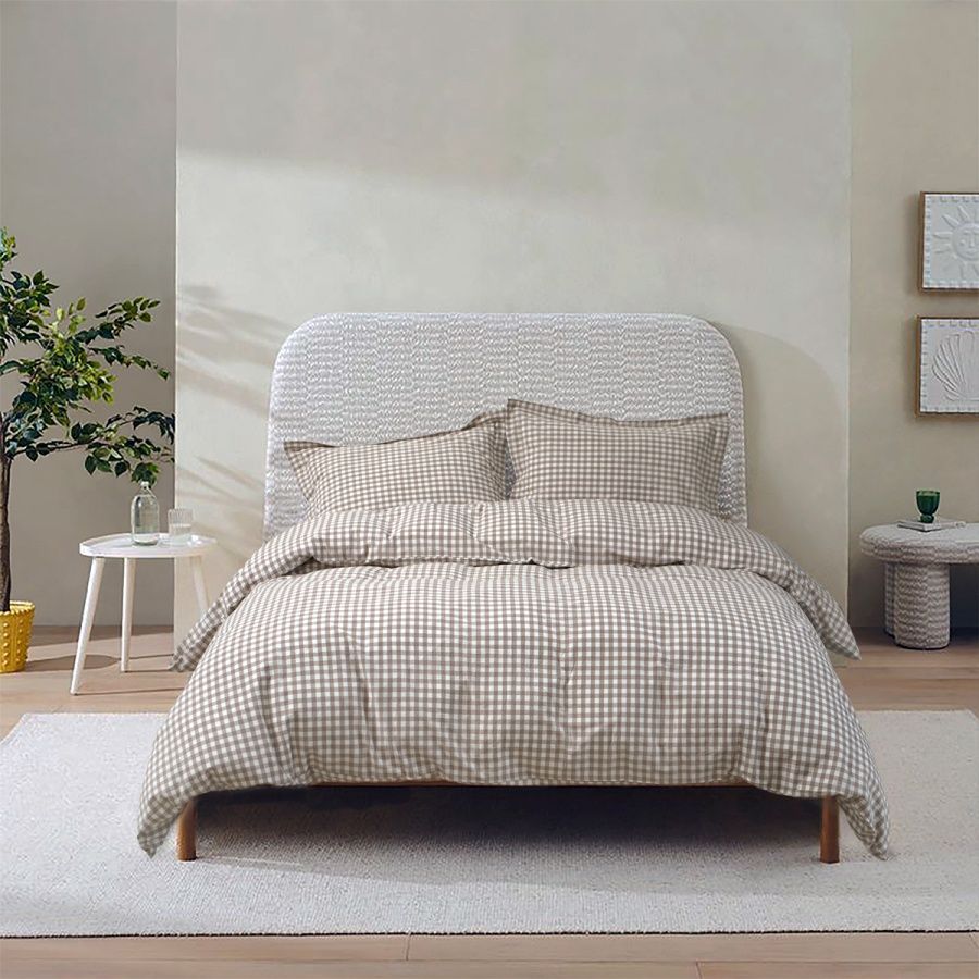 Постельное белье вареный хлопок Lotus Home Premium - Checked Gingham кофейный