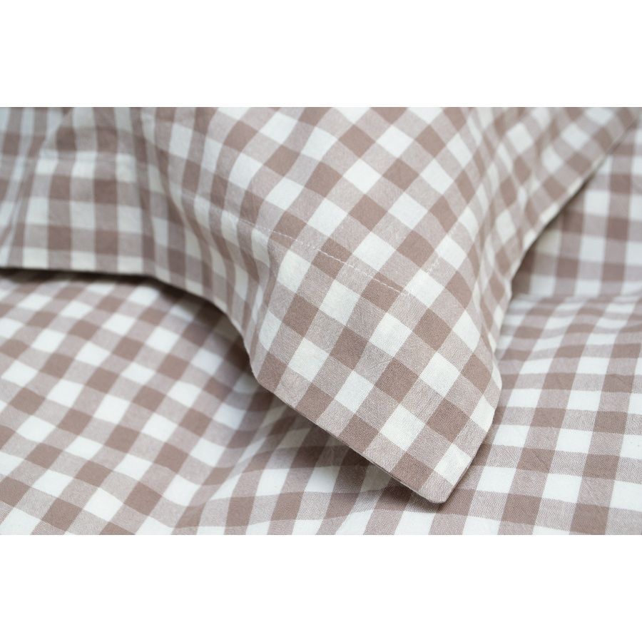 Постельное белье вареный хлопок Lotus Home Premium - Checked Gingham кофейный