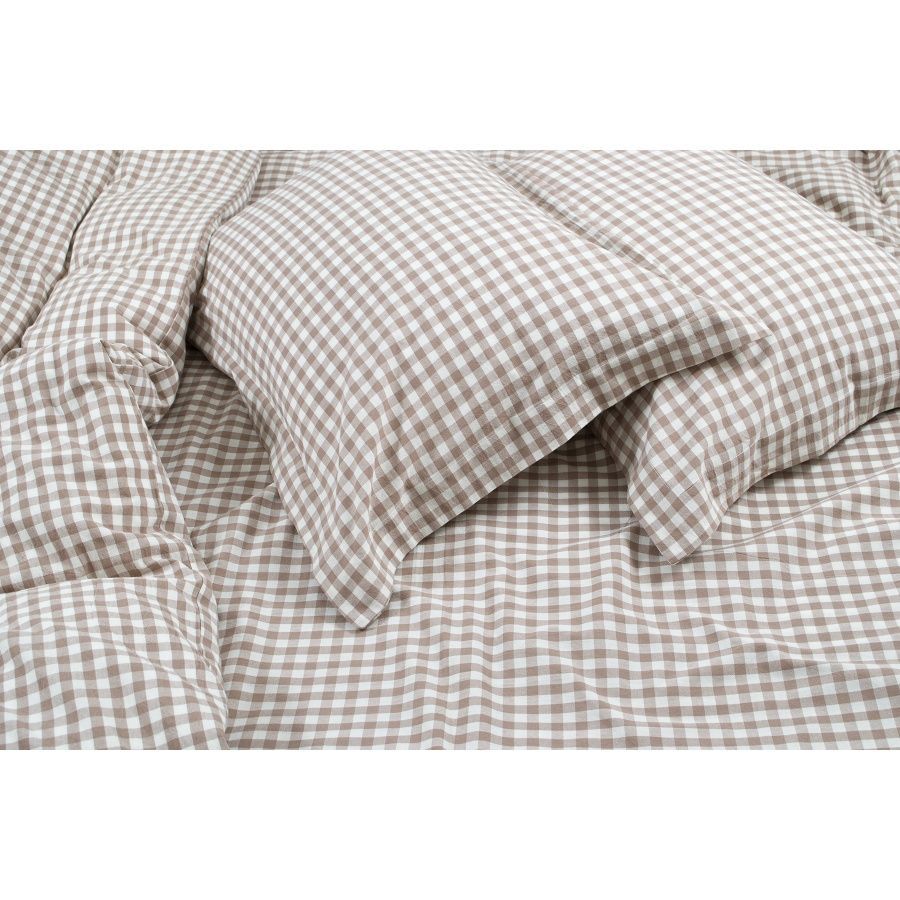 Постельное белье вареный хлопок Lotus Home Premium - Checked Gingham кофейный