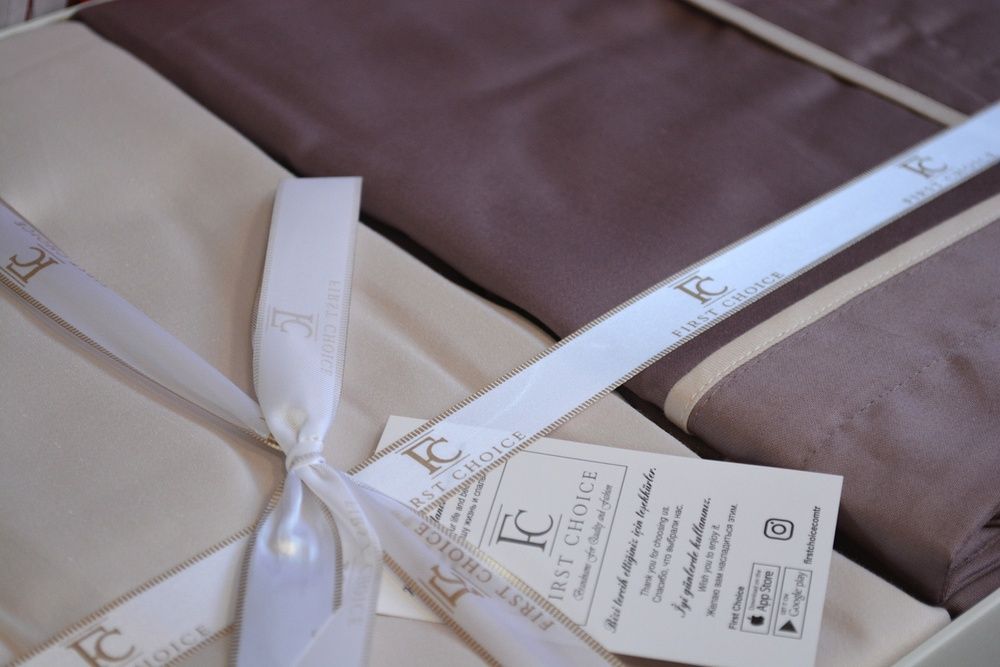 Постільна білизна сатин люкс First Choice Serenity Lilac-Beige