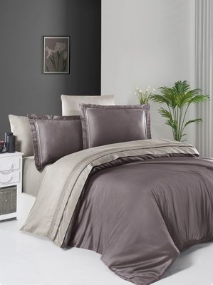 Постільна білизна сатин люкс First Choice Serenity Lilac-Beige