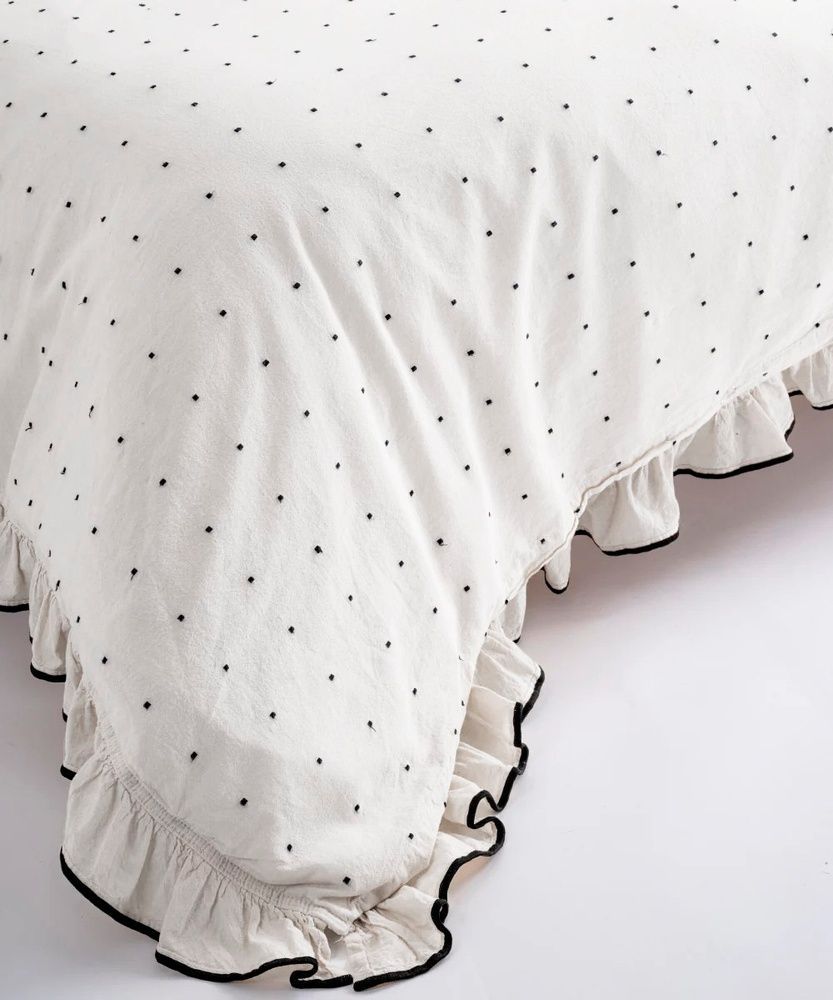 Постельное белье вареный хлопок Limasso Exclusive Point Snow White с рюшами