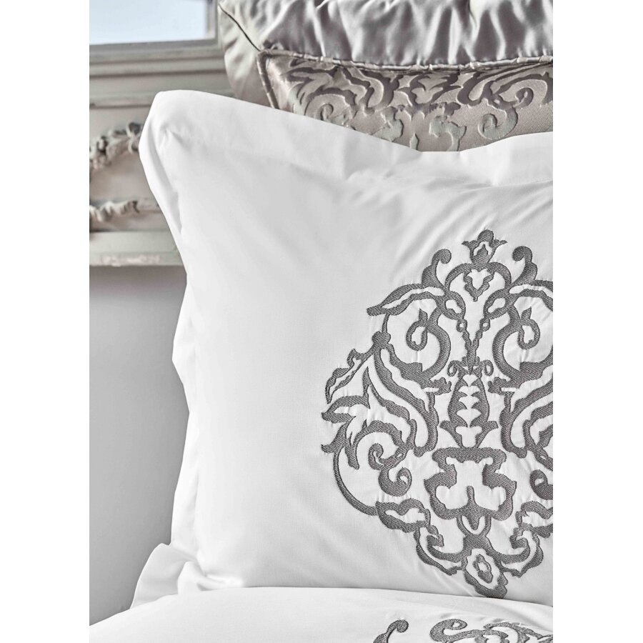 Набор постельное белье с покрывалом + плед Karaca Home - Camilla antrasit