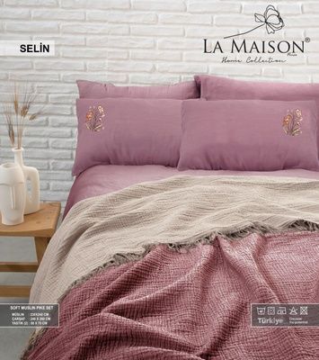 Постельное белье с муслиновым покрывалом La Maison Selin Gul &ndash; Bej