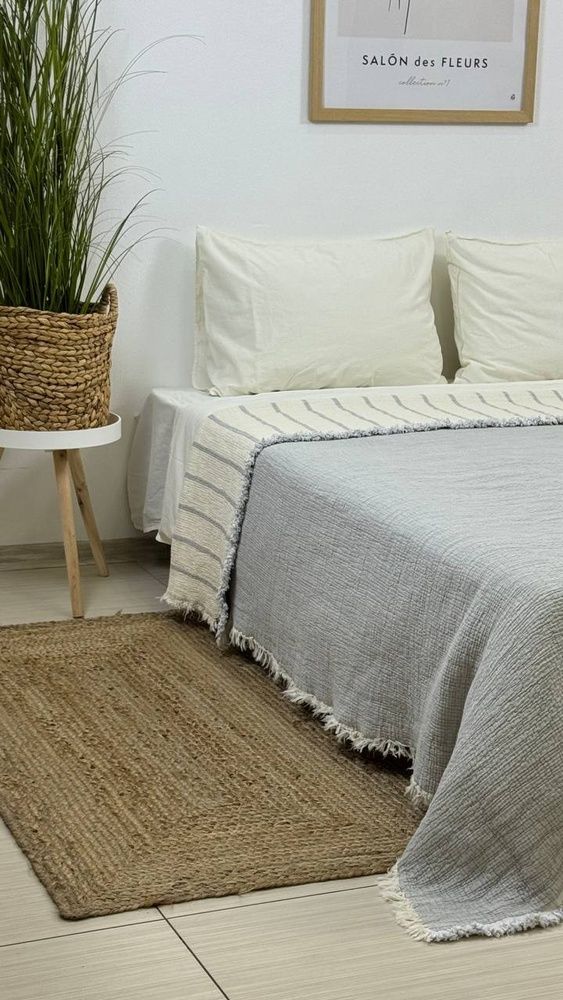 Покривало муслінове Saheser Striped gri, Светло-серый, Евро, 230х250 см