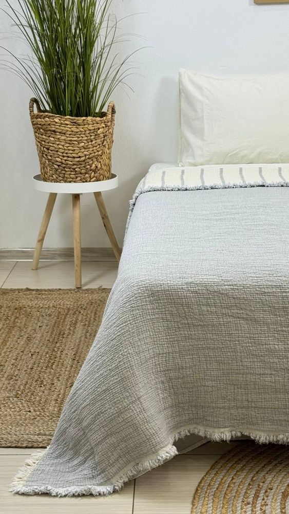 Покривало муслінове Saheser Striped gri, Светло-серый, Евро, 230х250 см