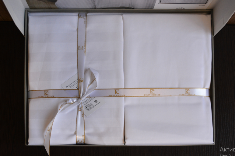 Постільна білизна сатин Люкс First Choice Broad Line White