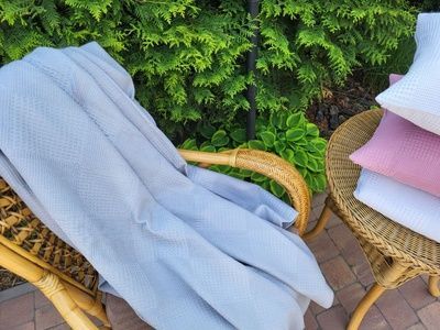 Покривало піке Комфорт Текстиль Вафелька, світло-сірий/Лаванда, Світло-сірий, 140х220 см