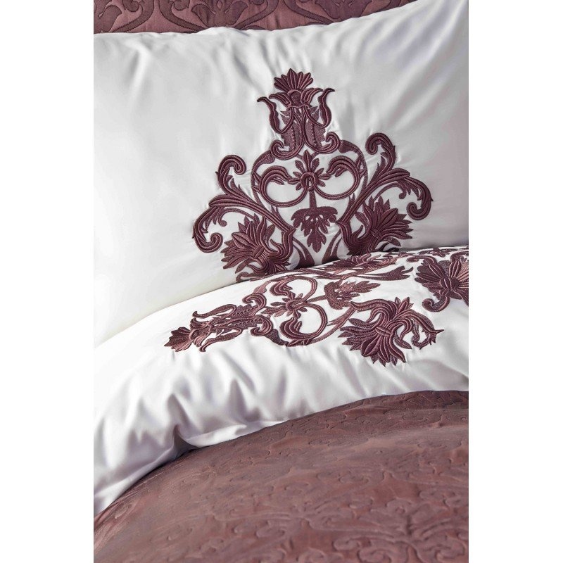 Набор постельное белье с покрывалом Karaca Home - Diana bordo