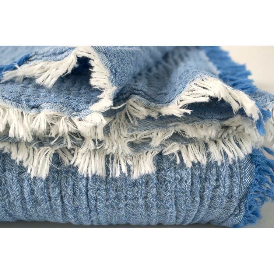 Покривало муслінове Lotus Home - Larna muslin blue, Блакитний, Полуторний, 160х200 см, Без наволочок