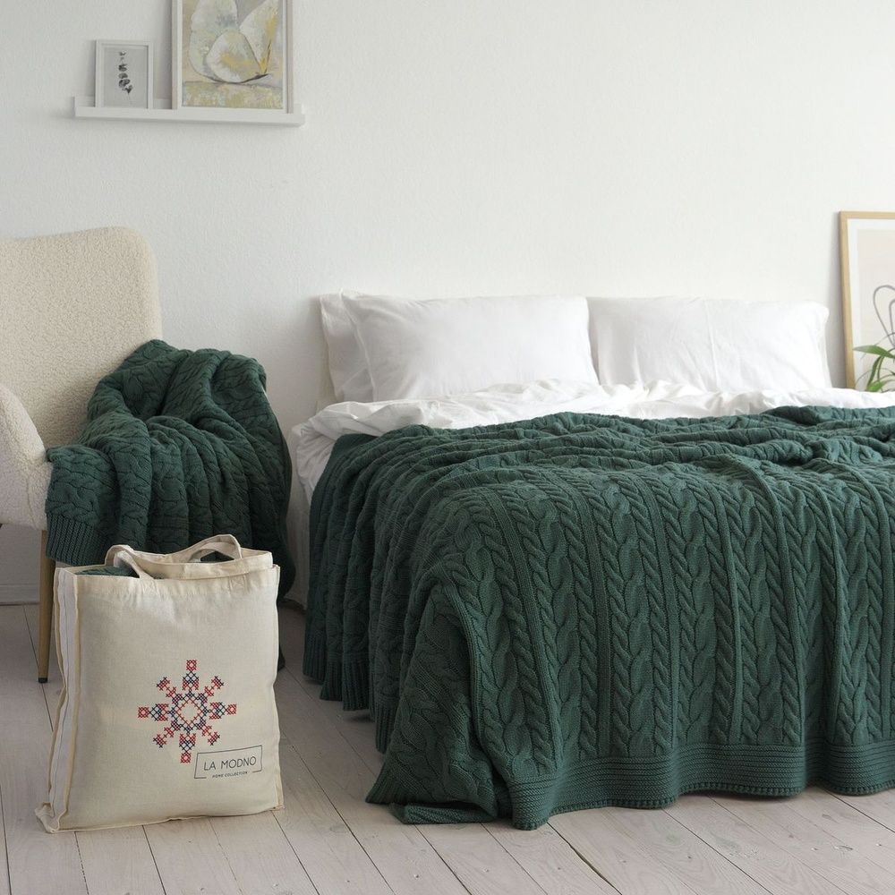 Вязаный плед LA MODNO Genova Duck Green