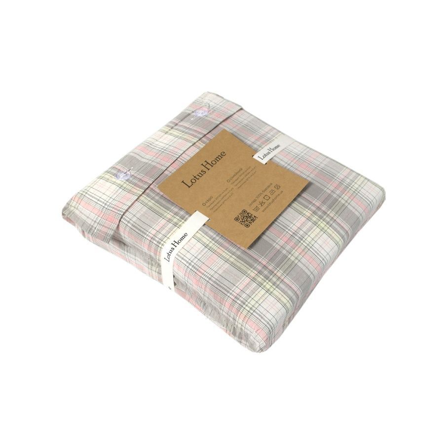 Постельное белье вареный хлопок Lotus Home Premium - Checked Madras серый