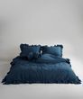Постільна білизна варена бавовна Limasso Dress Blue Exclusive з рюшами, Темно-синій, 50х70см (2шт), Євро, 200х220 см, 240х260 см