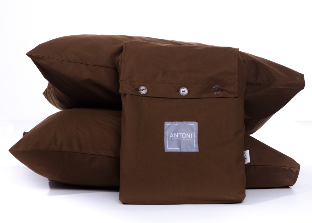 Комплект постельного белья Antoni Ранфорс Premium Бязь Шоколад Евро 200х220