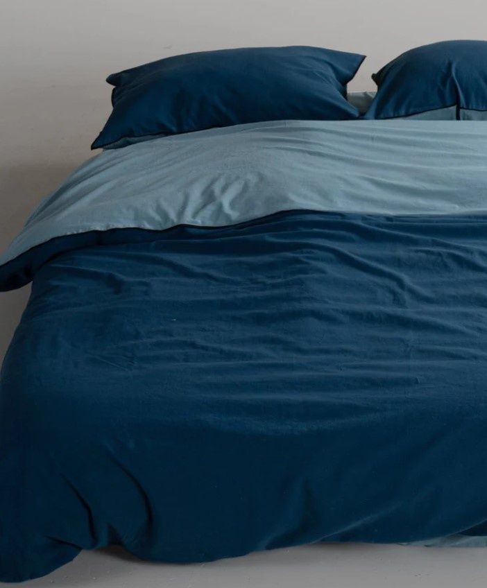 Постельное белье вареный хлопок Limasso Essualte doubleface Dress blue-Mavisi