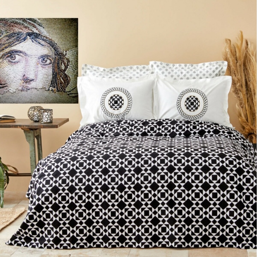 Набор постельное белье с покрывалом Karaca Home - Zethos siyah