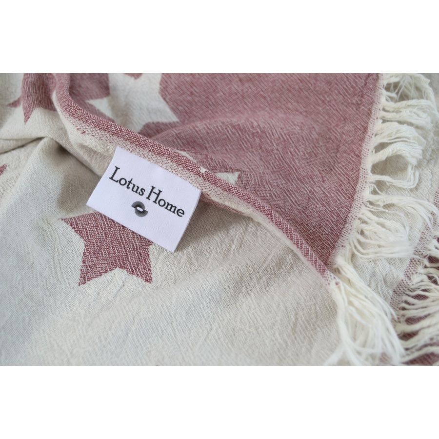 Плед бавовна Lotus Home - Star throw бургунді