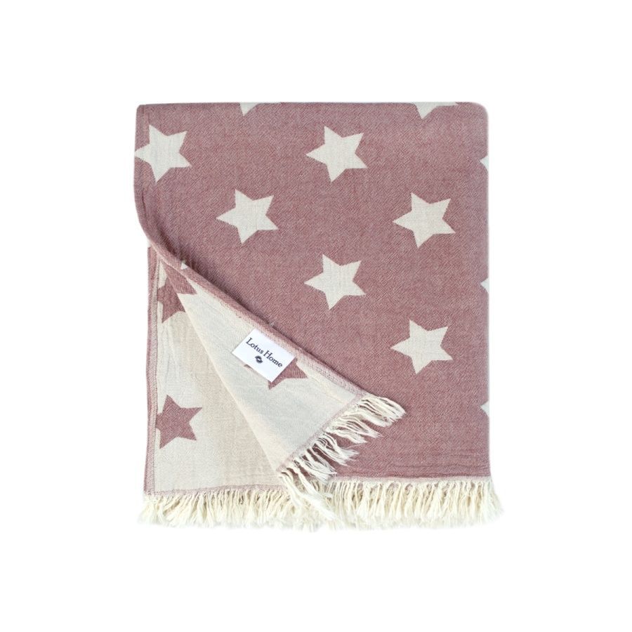 Плед бавовна Lotus Home - Star throw бургунді