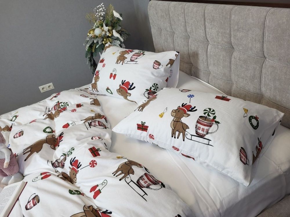 Постільна білизна фланель Комфорт текстиль Гостинці/білий , Turkish flannel