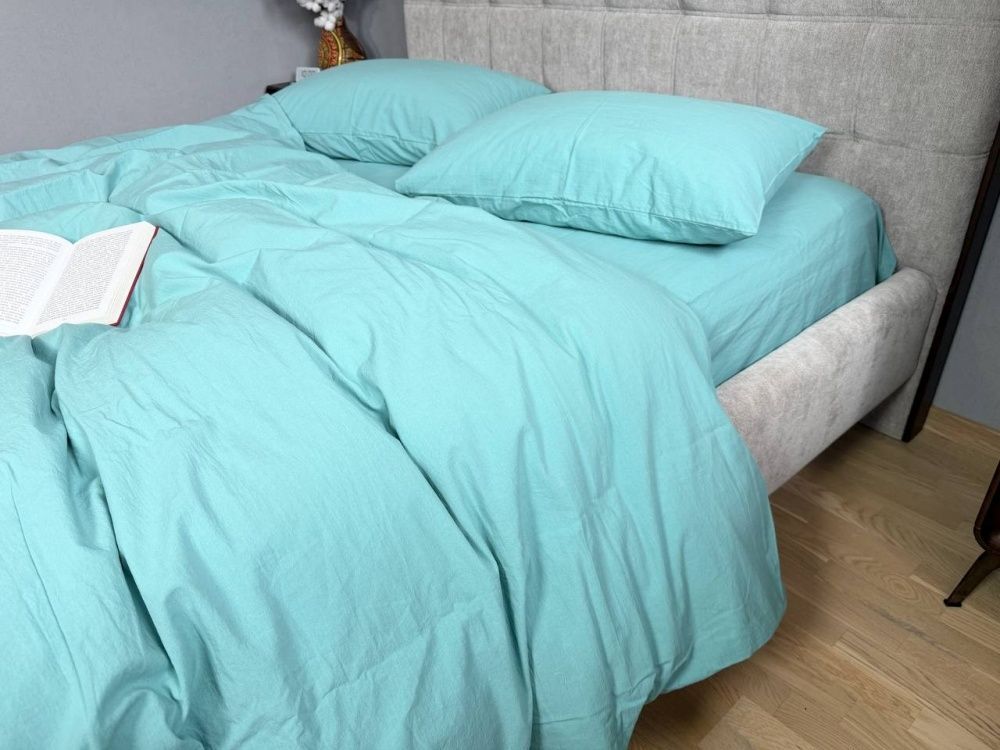 Простирадло варена бавовна Комфорт Текстиль Sea breeze, LUXURY Washed