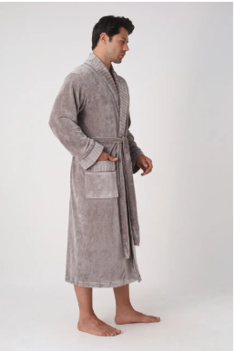 Чоловічий халат Nusa 26690 велюровий Taupe